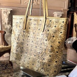 MCM Yellow Snakeskin print  Tote Bag
